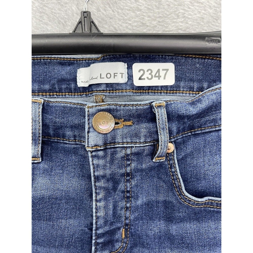 LOFT Ann Taylor Women's Blue Denim Jeans Size 4 Medium Wash Blend Skinny Crop - Picture 11 of 13